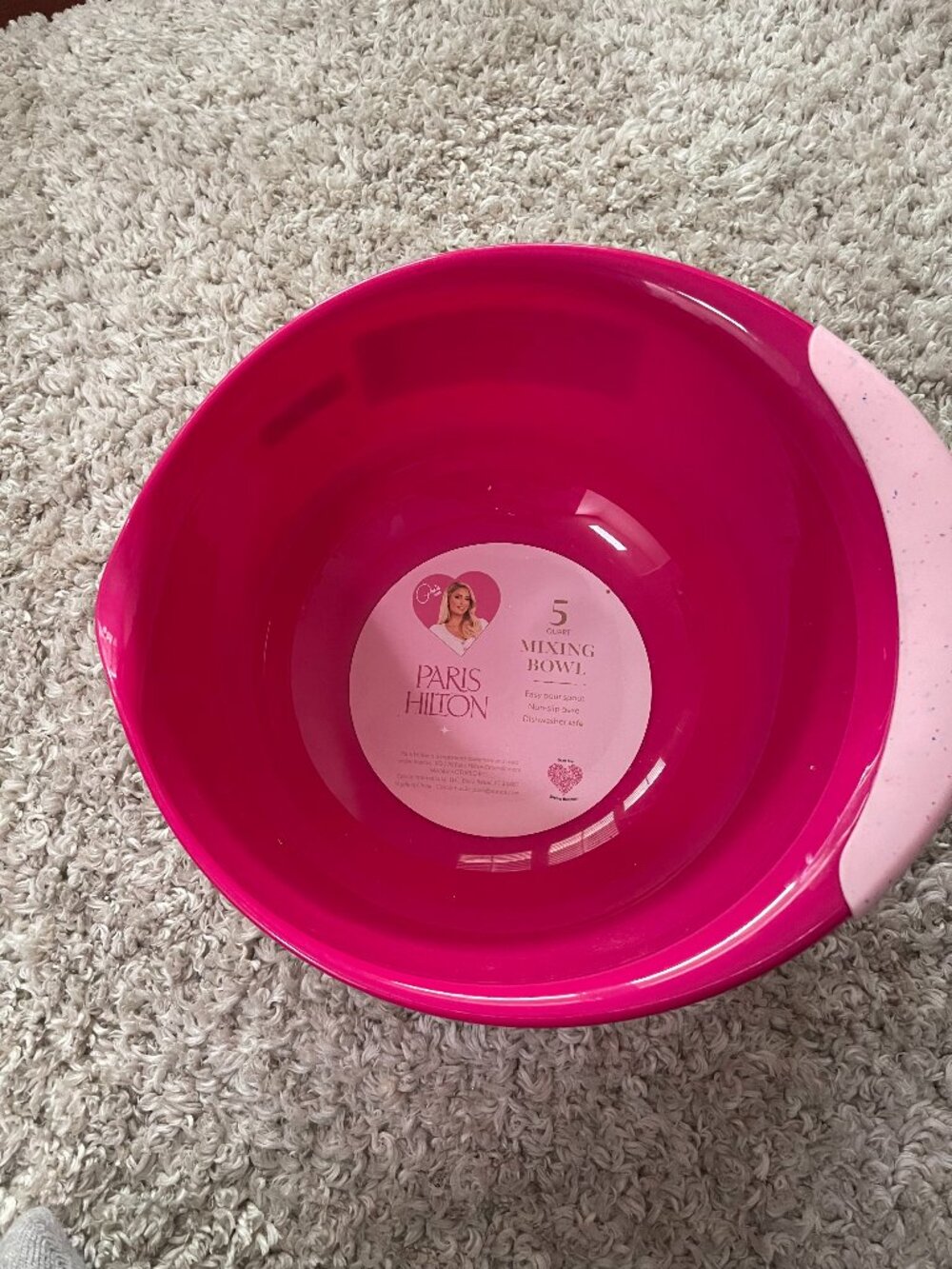 Paris Hilton 5 Qt Hot Pink Mixing Bowl Speckled Non Slip Kitchen